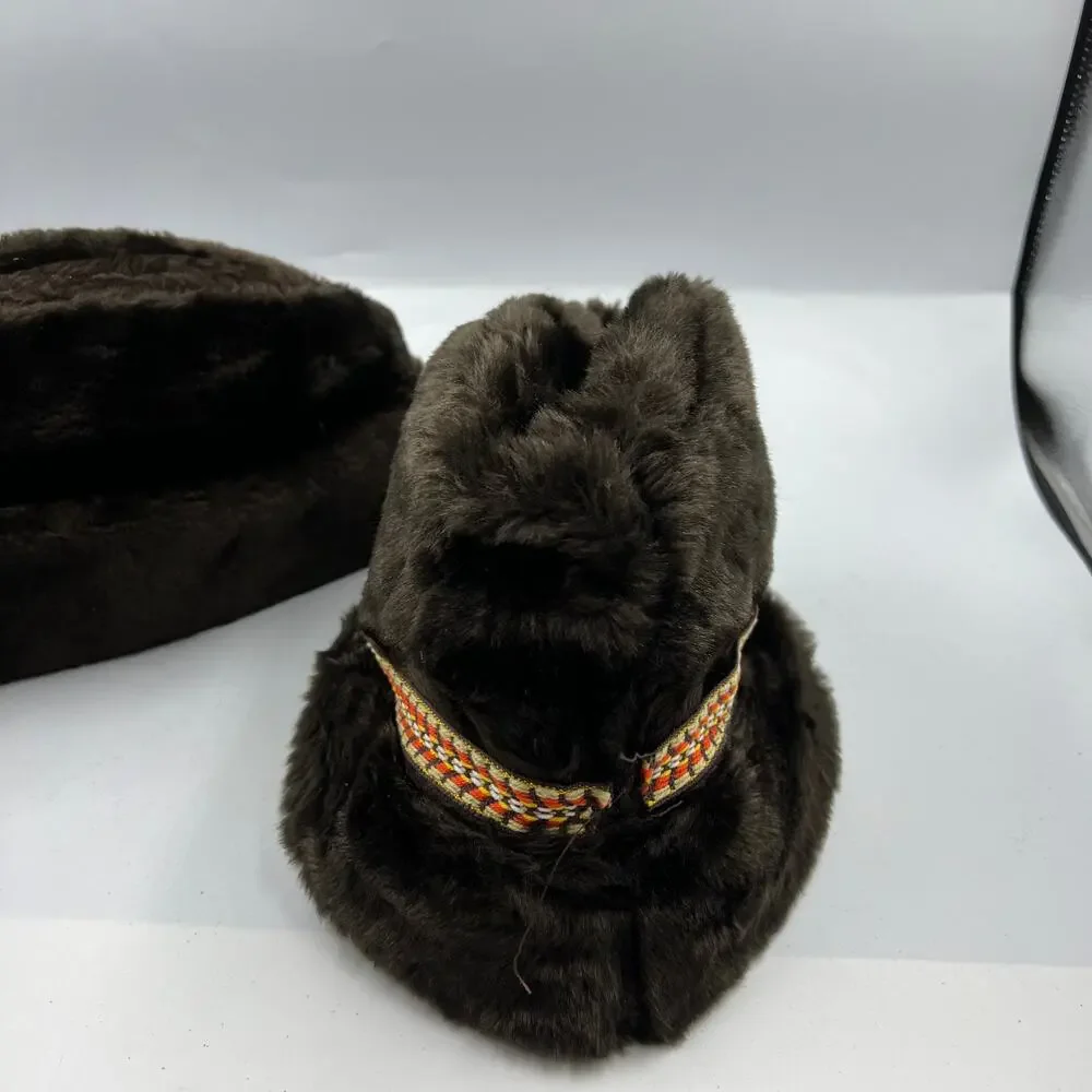 Vintage Faux Fur Hats Fedora Bucket‎ Lined Men's Small Medium USA Made Band